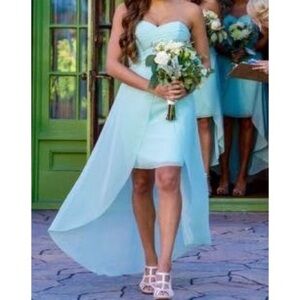 David’s Bridal Teal Hi Low Bridesmaid Dress
